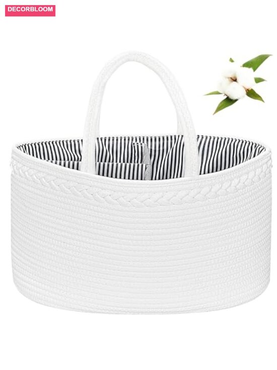 Other - X-Large Cotton Rope Diaper Caddy Organizer with Removable Dividers Nursery